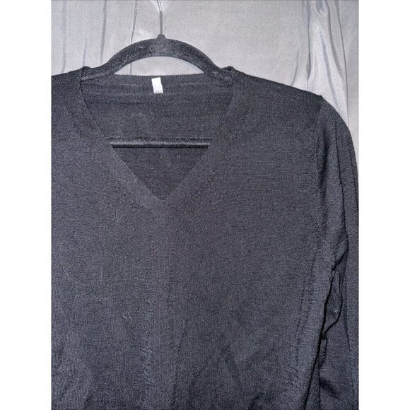 Unbranded Women's Merino Wool Sweater Silk Blend V Neck Size M Black - Picture 5 of 14